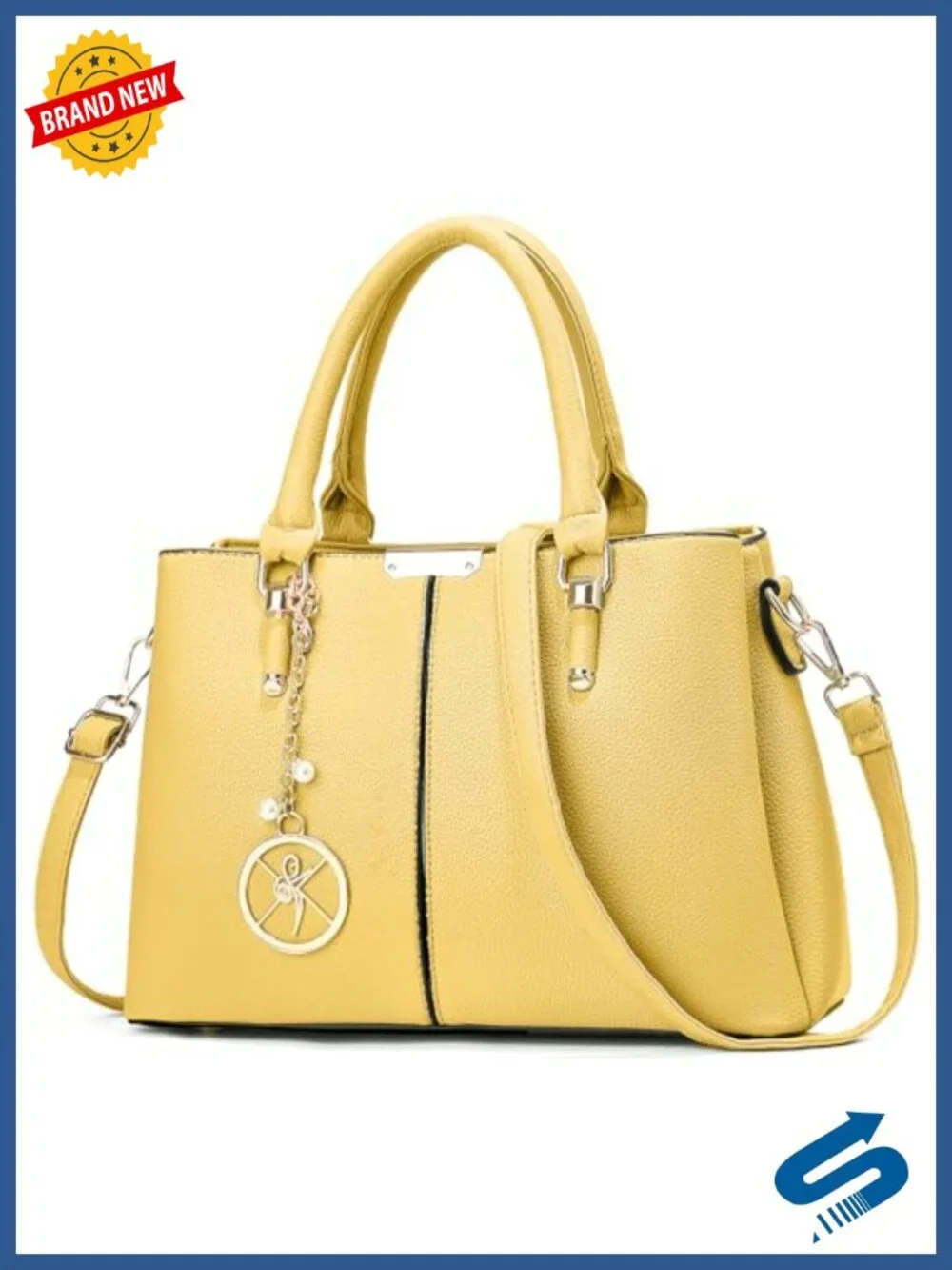 3 Zip Compartments Tote Bag Satchel Shoulder Handbag Top Handle
